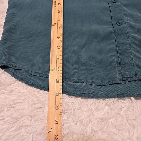 The Silk Connection Button Up Shirt Mens Size Medium Green 100% Silk Short Sleev - Picture 8 of 8
